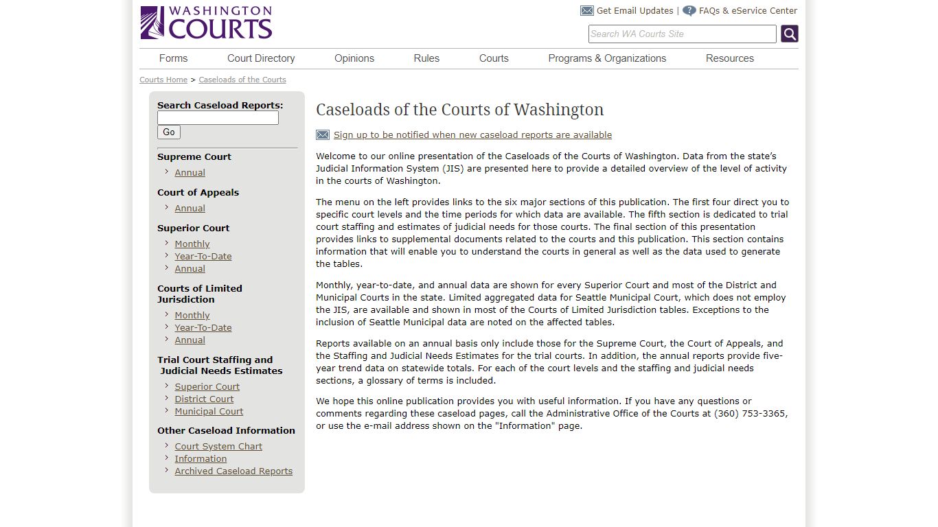 Washington State Courts - Caseloads of the Courts